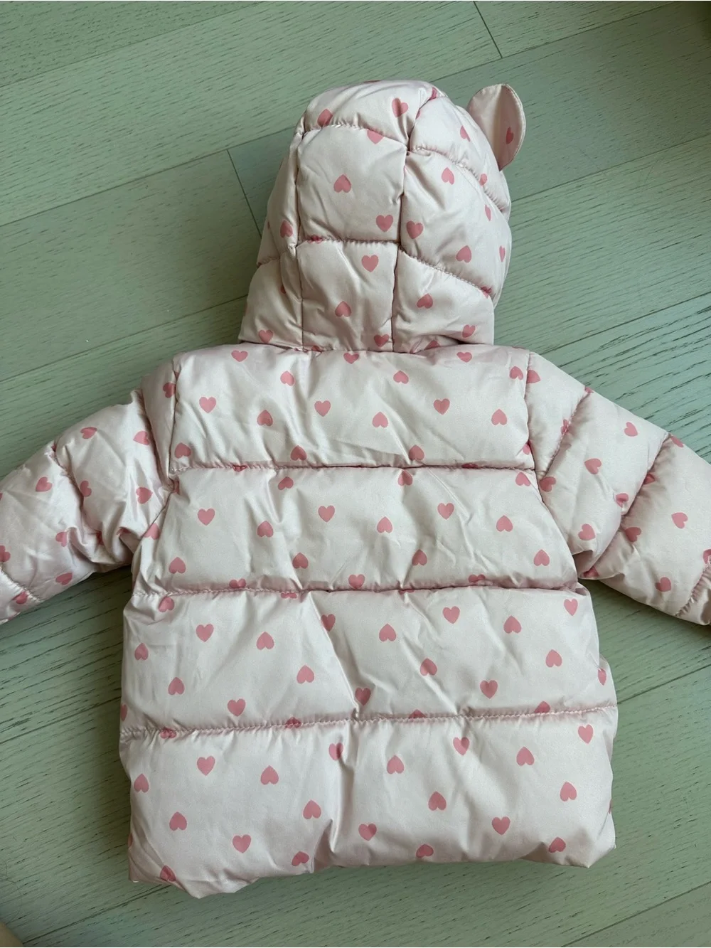 Old Navy Pink Heart Print Puffer Jacket